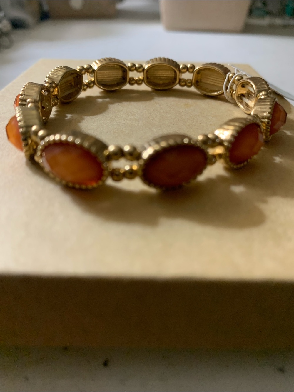 Charming Charlie Gold-Tone Bracelet with Orange Stones
